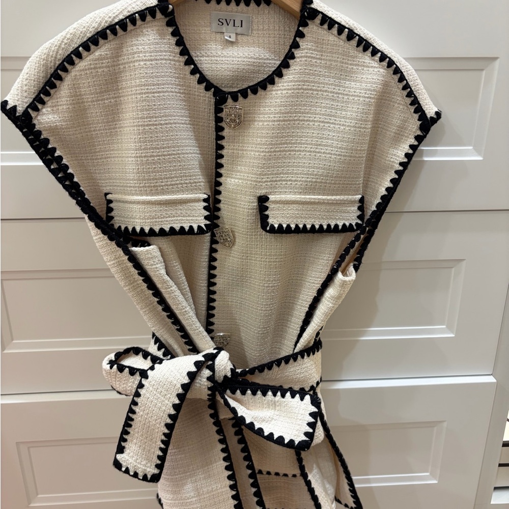 SVLI Cream and Black Belted Vest